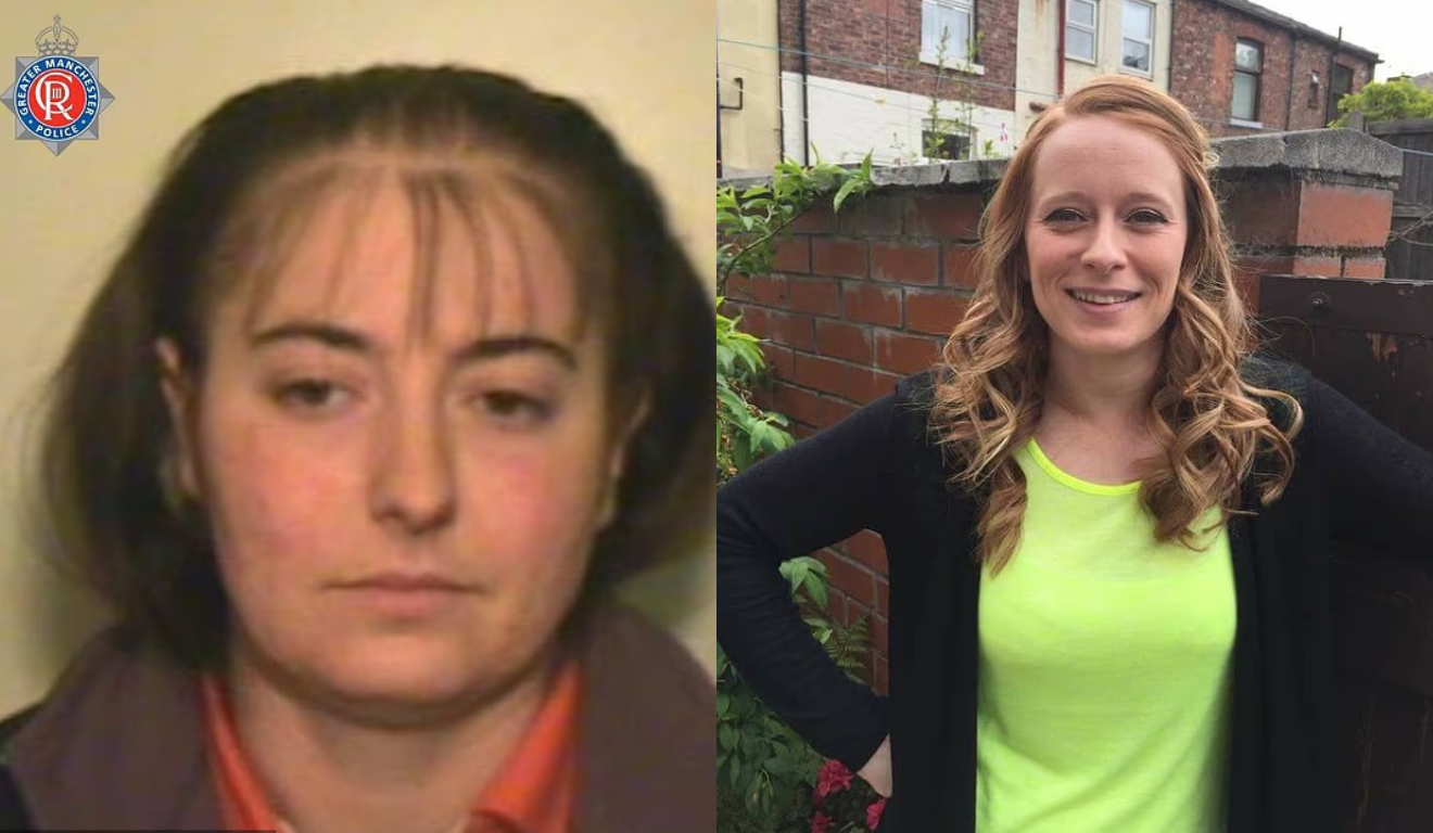 Uma mulher se passou pelo namorado da amiga durante 15 anos. À esquerda, vemos Claire Gilbert, que foi presa por perseguição. Ela é branca, de cabelo preto. À direita, vemos Michelle Oldham, que foi vítima da situação. Ela é branca, loira e usa uma camiseta verde claro, com uma blusa preta por cima.