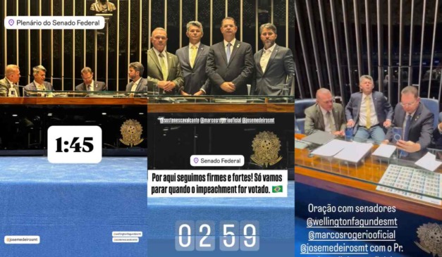 Políticos da oposição durante manifesto na Câmara e no Senado