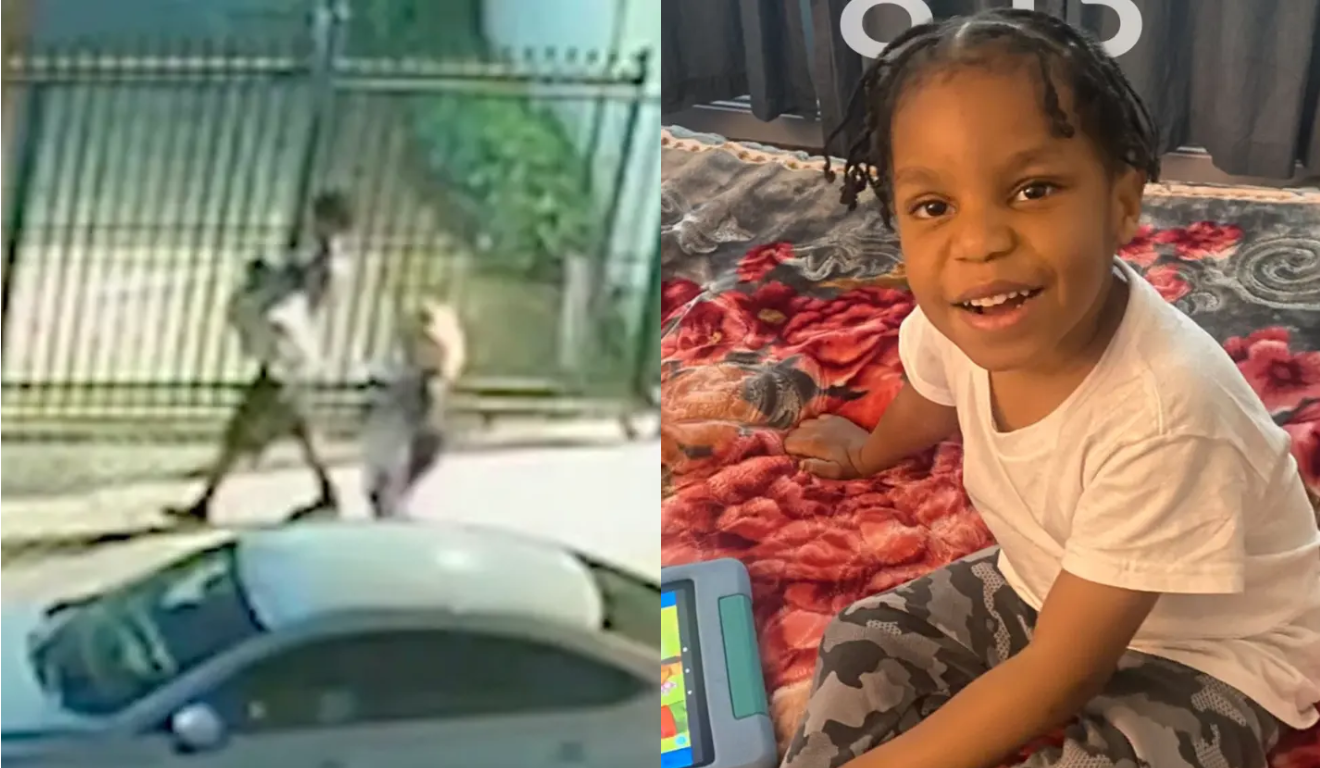 Imagem do menino e da câmera de segurança.