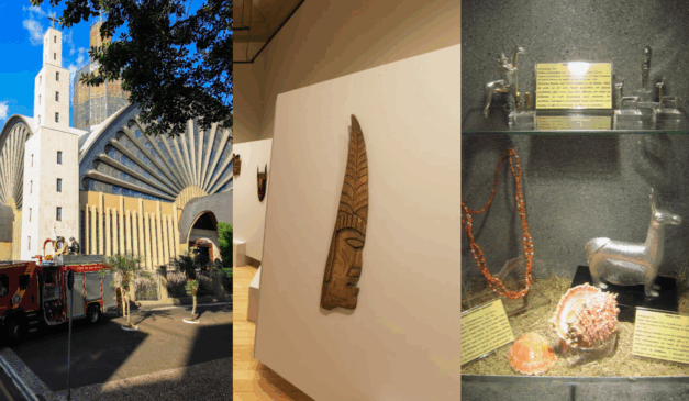 Imagem da Catedral Diocesana, do Museu Campos Gerais e do Museu de Arqueologia.