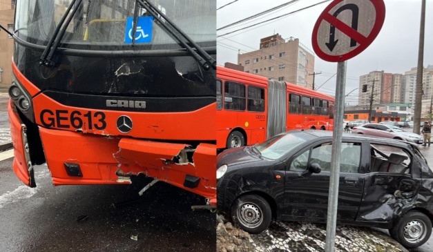 local onde o biarticulado bateu e arrastou o carro
