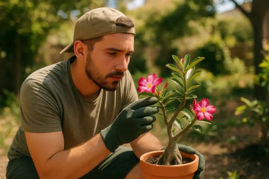 Jardineiros iniciantes estão corrigindo 7 erros que atrasam a floração da rosa-do-deserto