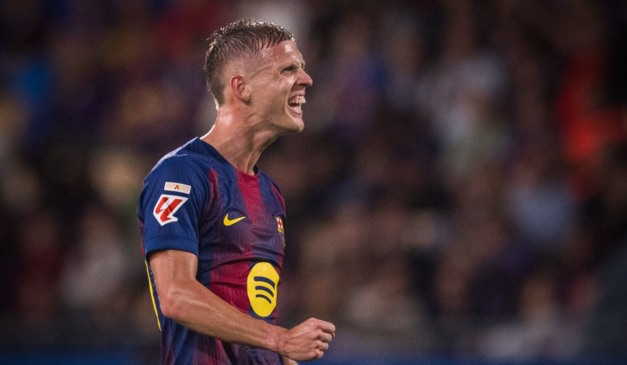 Dani omo comemora o seu gol na vitória do Barcelona por 3x0 sobre o Getafe, na última rodada.