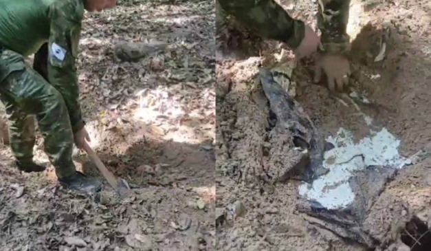 Policiais encontram carro enterrado em bunker, em Icaraíma