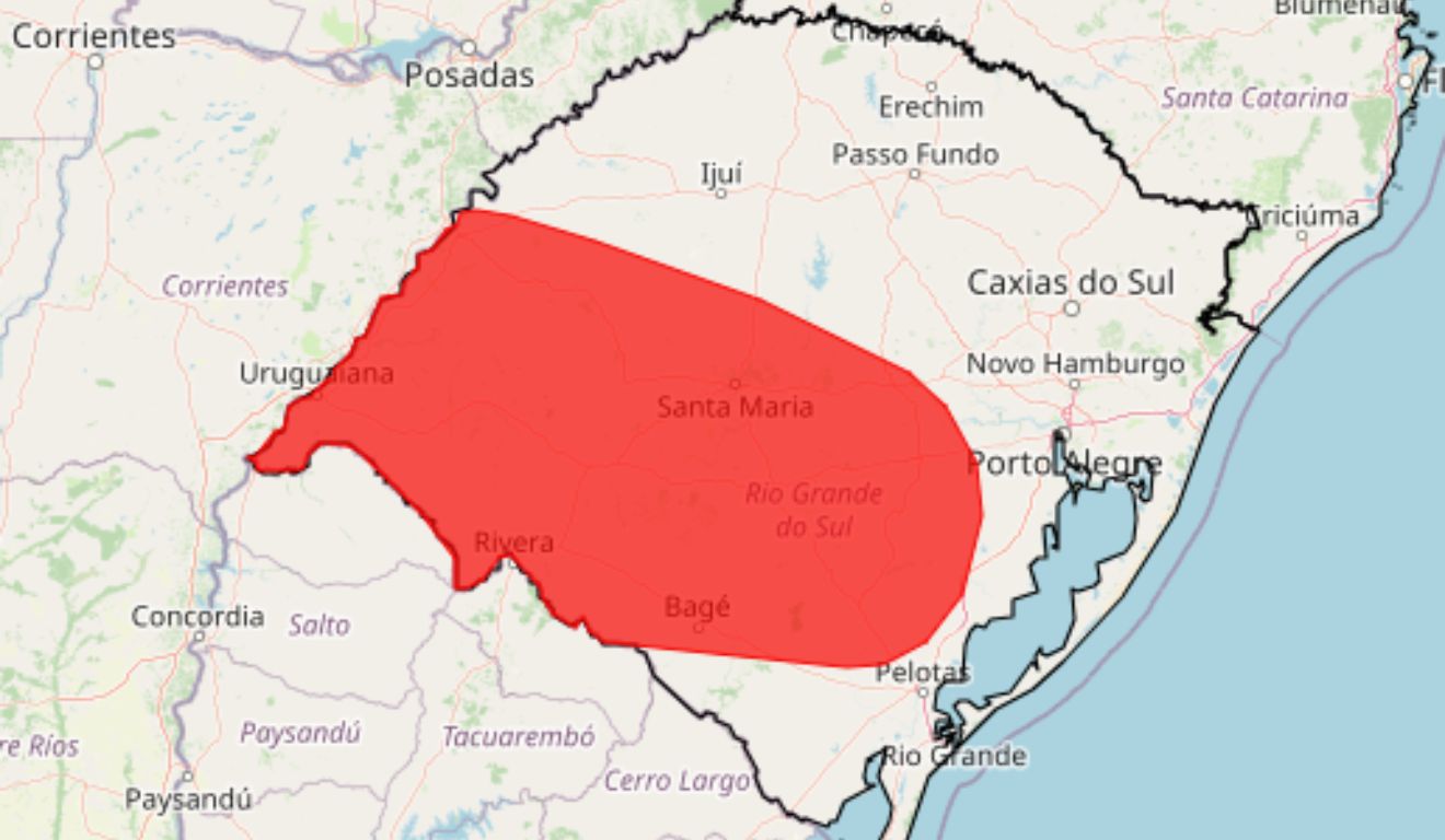 regiões do rio grande do sul sob alerta vermelho