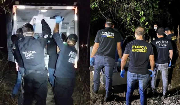 Momento em que a Polícia Civil encontra os corpos desaparecidos em Icaraíma