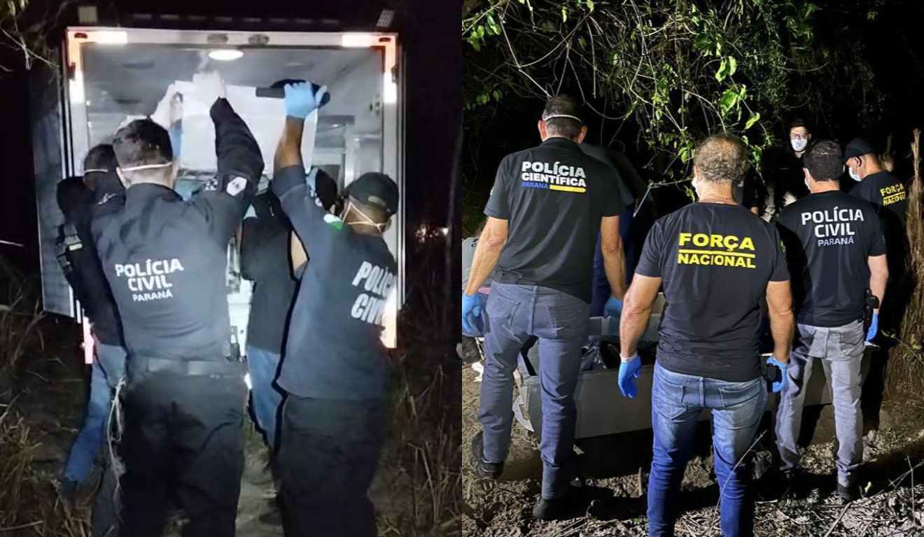 Momento em que a Polícia Civil encontra os corpos desaparecidos em Icaraíma