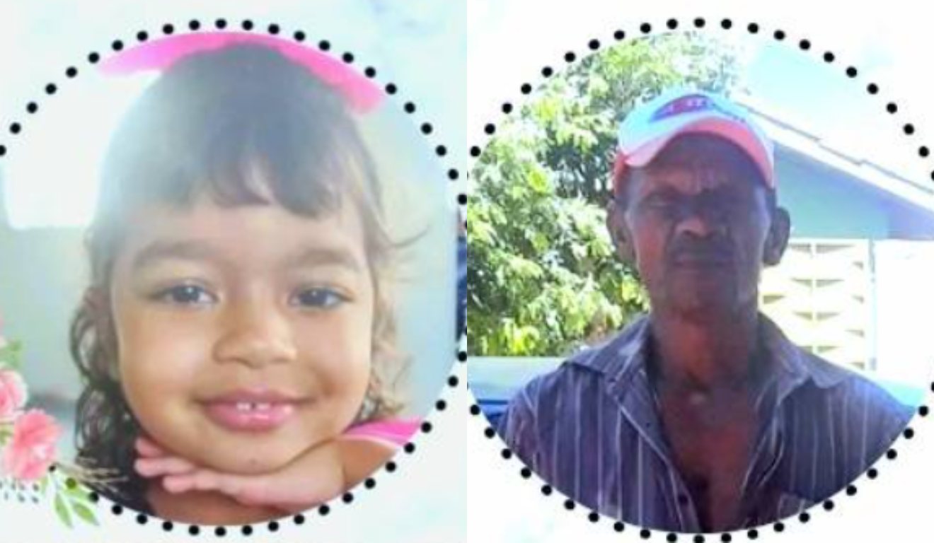 Criança que morreu ejetada de veículo e avô ao lado em montagem