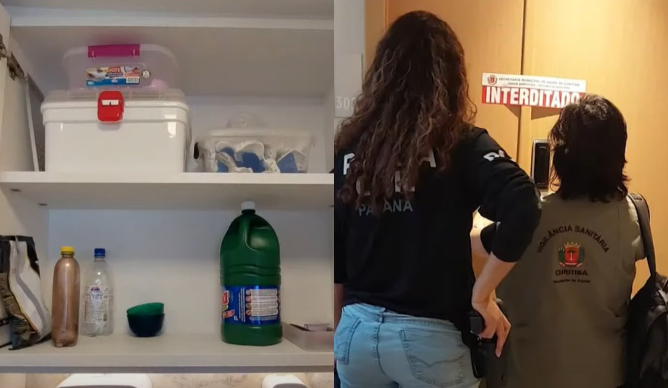 Montagem com fotos da abordagem policial no Instituto Furquim