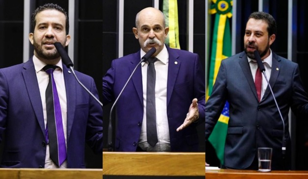 Montagem com fotos de André Janones, Sargento Fahur e Guilherme Boulos