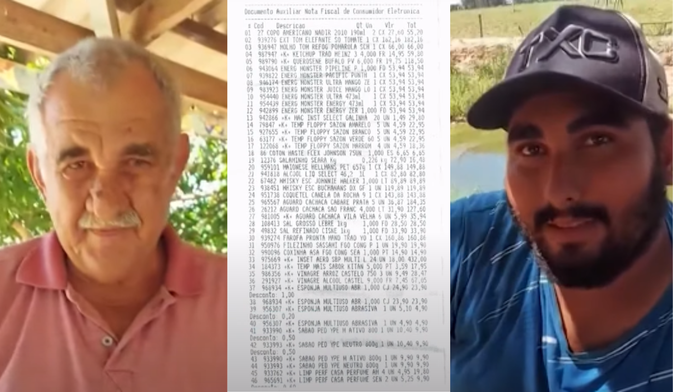 Imagem dos suspeitos e da nota fiscal do mercado.