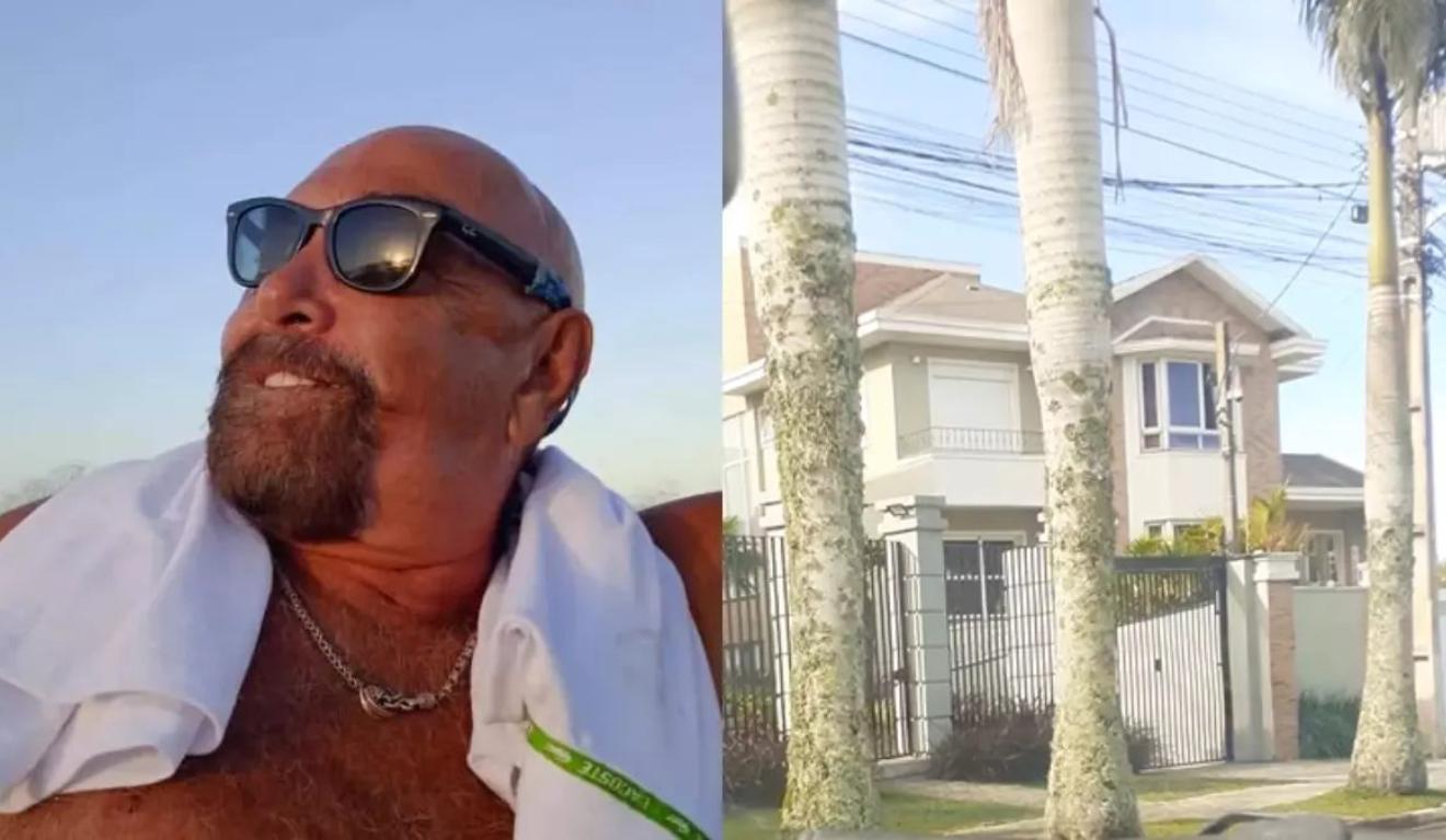 Montagem com foto do empresário e da mansão