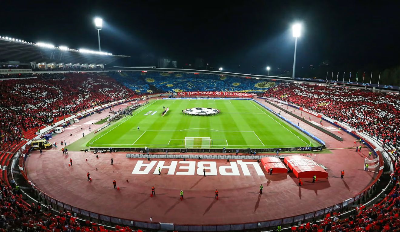Rajko Mitic Stadium, local da partida entre Sérvia x Inglaterra (Foto: Divulgação/Estrela Vermelha)