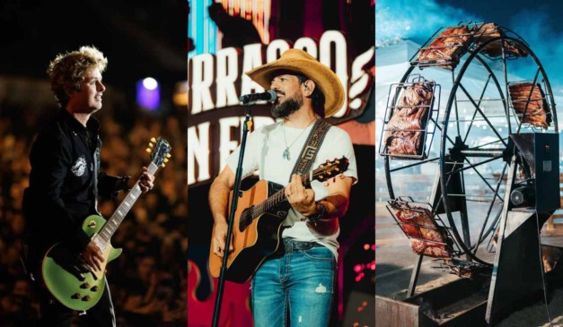 Colagem com show em Curitiba.