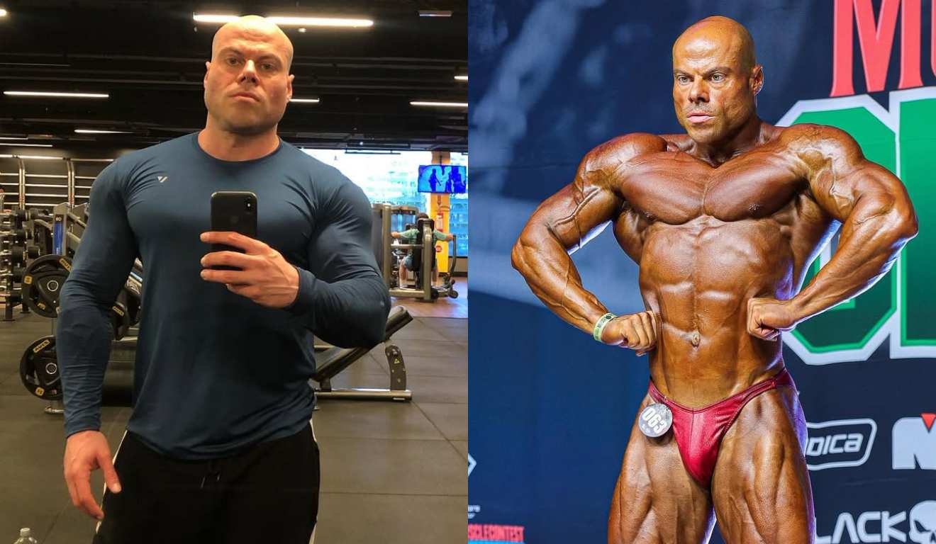 Montagem com duas fotos do fisiculturista Valter Aita