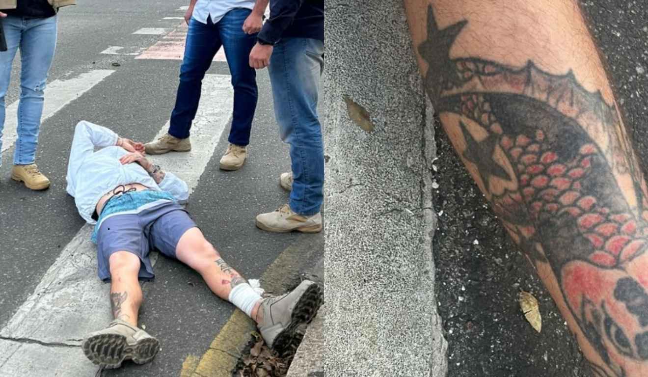 foragido atropelado com tatuagem de carpa