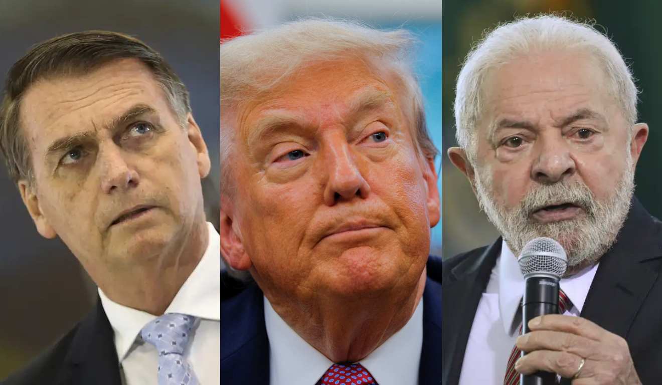 Bolsonaro (esquerda), Trump (centro) e Lula (direita)