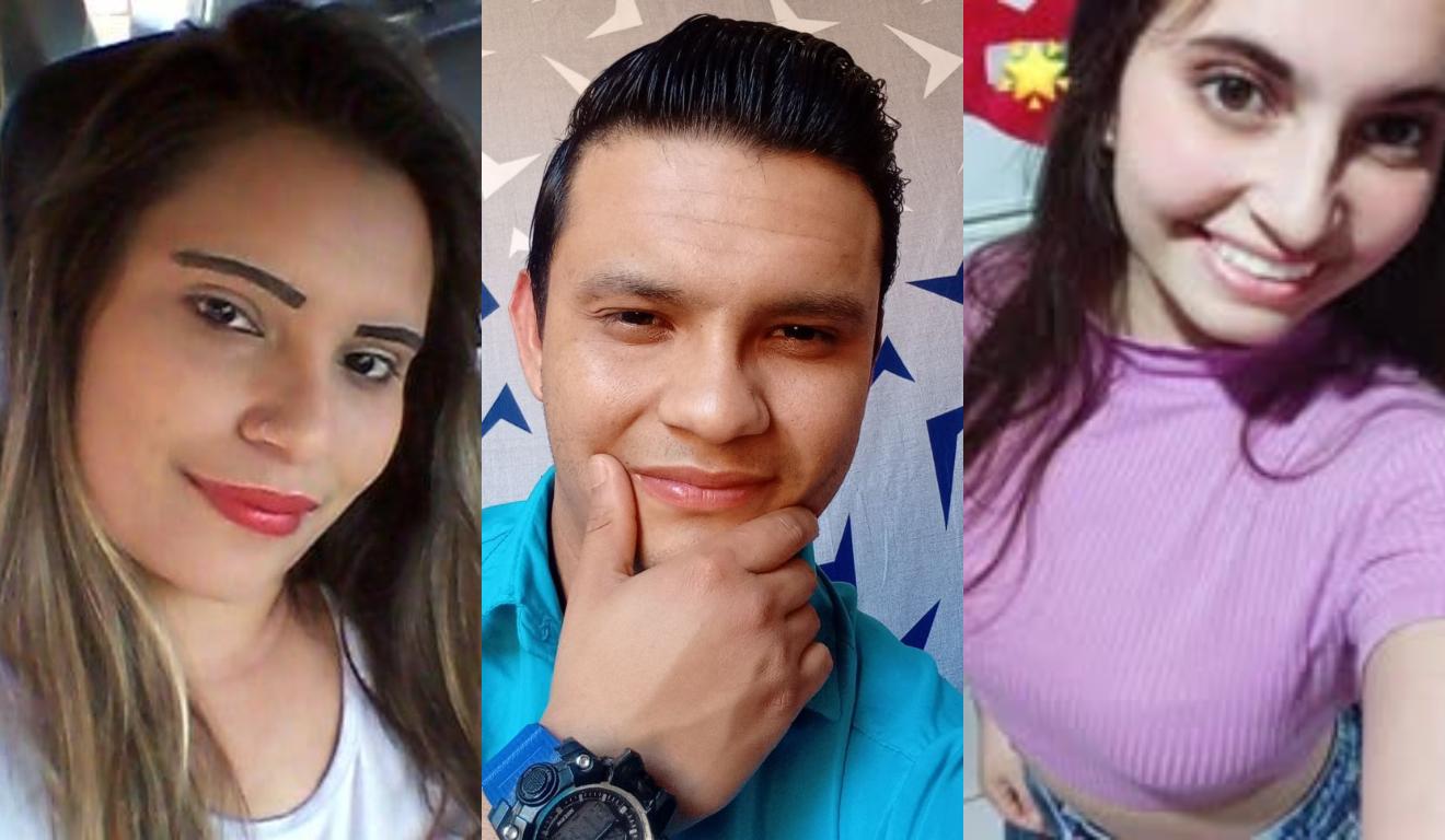 Montagem com fotos dos irmãos vítimas de acidente na BR-285 . Samara, Jonathan e Ana Paula Diello