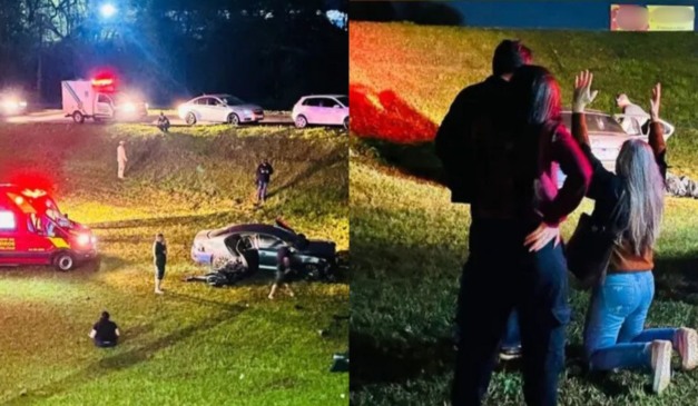 acidente onde o jovem morreu após cair do barranco na BR-277