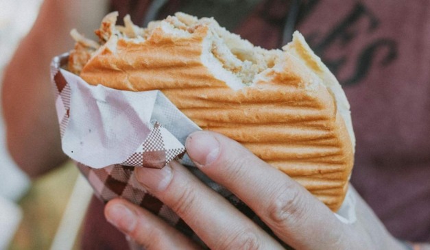 pessoa segurando lanche