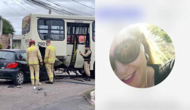 Acidente entre carro e ônibus e vítima da batida