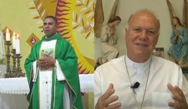 Padre Genivaldo Oliveira dos Santos (esquerda) e arcebispo Dom Mauro Aparecido dos Santos (direita). Eles são investigados por abusos