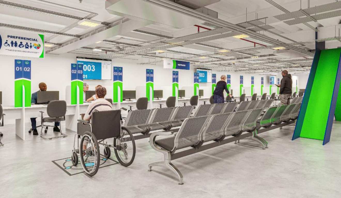 Ilustração de uma unidade do Poupatempo Paraná