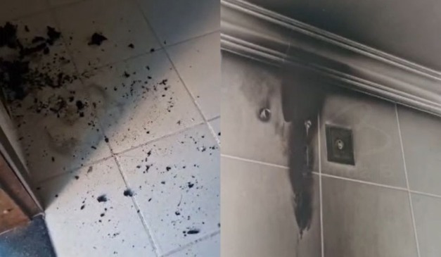 quarto do motel após pegar fogo