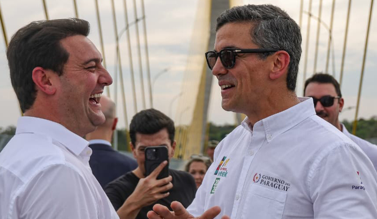 Ratinho Junior e Santiago Peña na Ponte da Integração