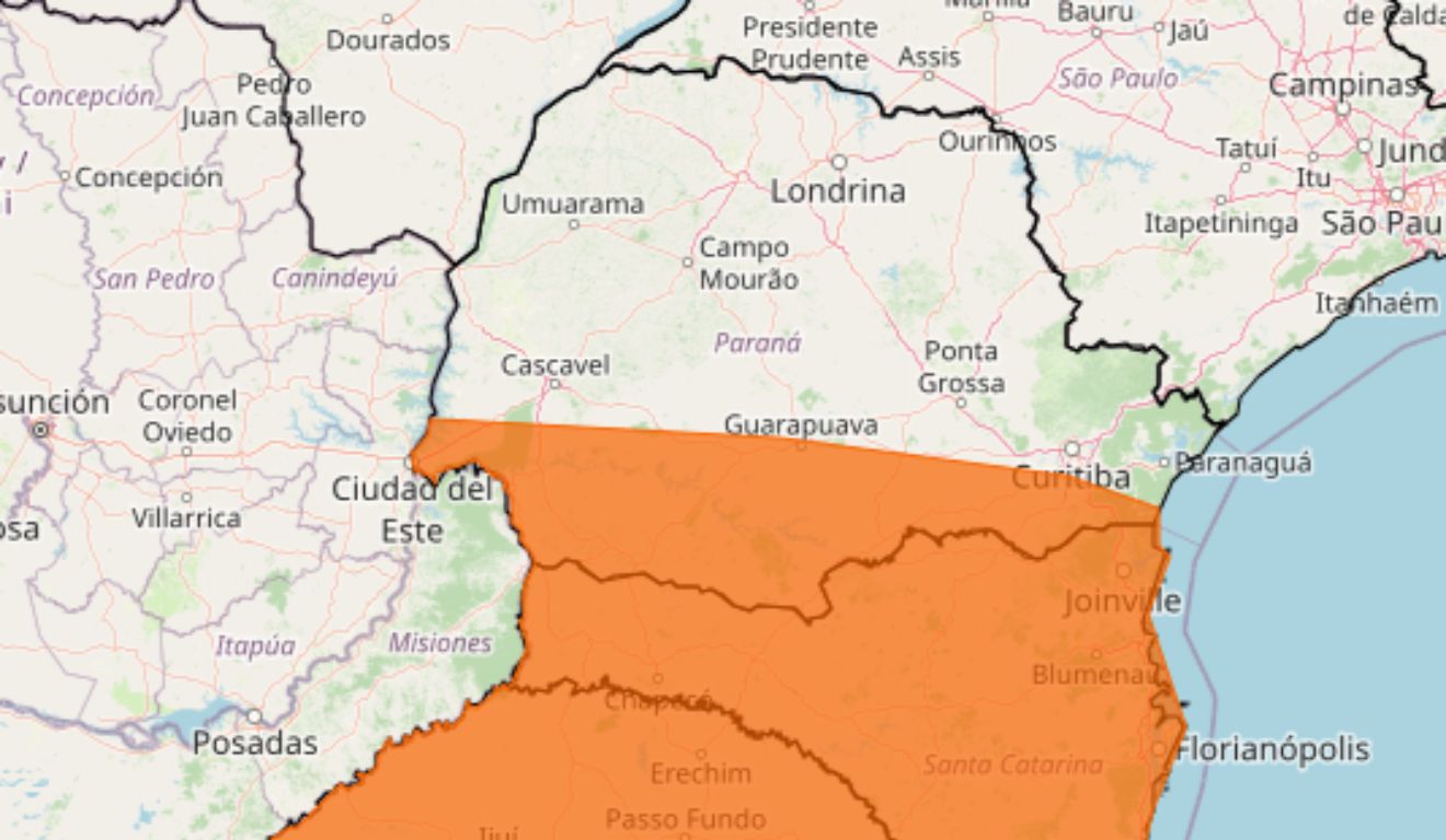 regiões em alerta laranja para tempestade no paraná