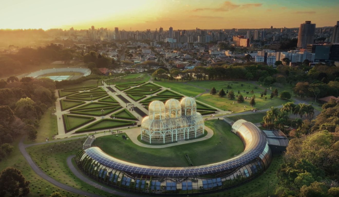 Jardim Botânico, em Curitiba, visto de cima.