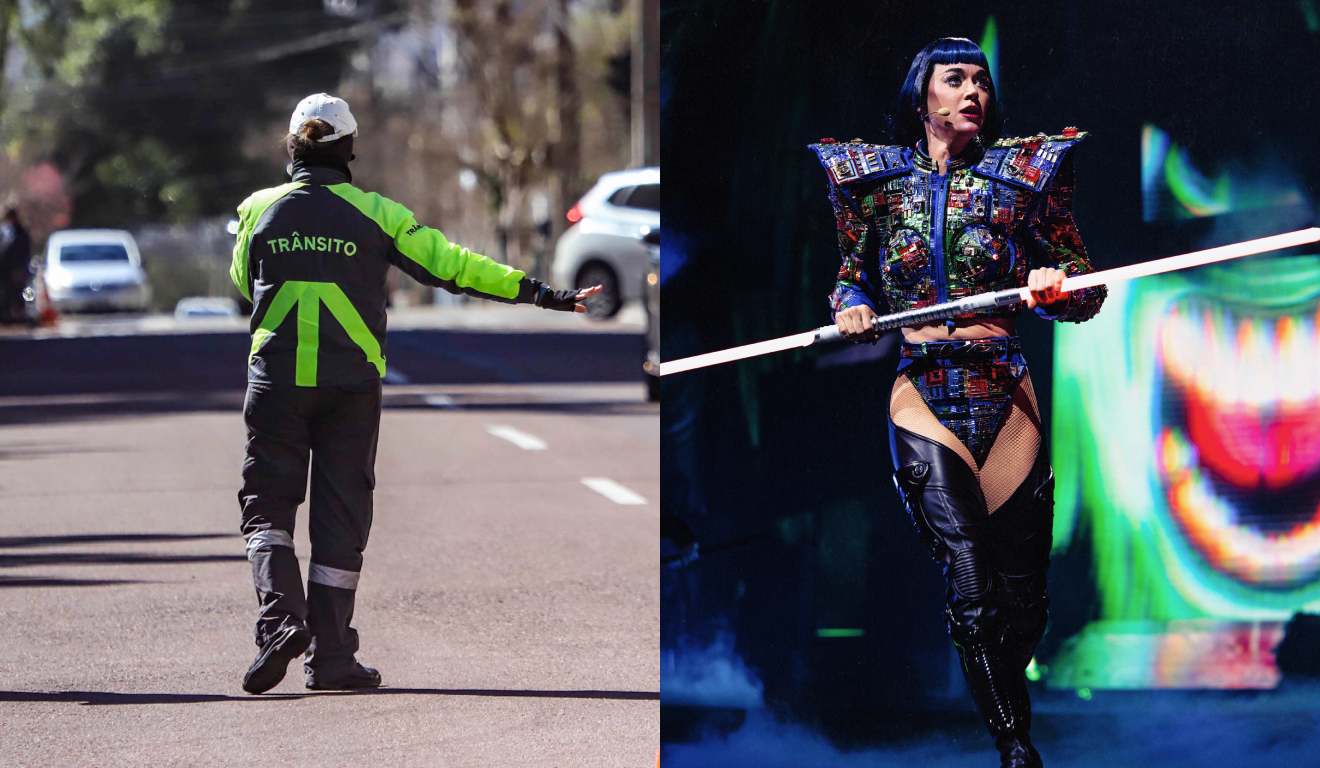 Guarda de trânsito e Katy Perry.
