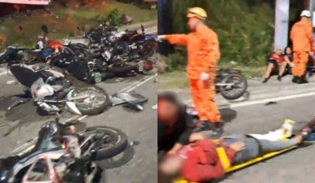 Acidente com 30 motos.