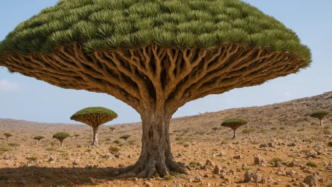 Anitta fotografa a árvore Sangue-de-Dragão, espécie rara do Iêmen