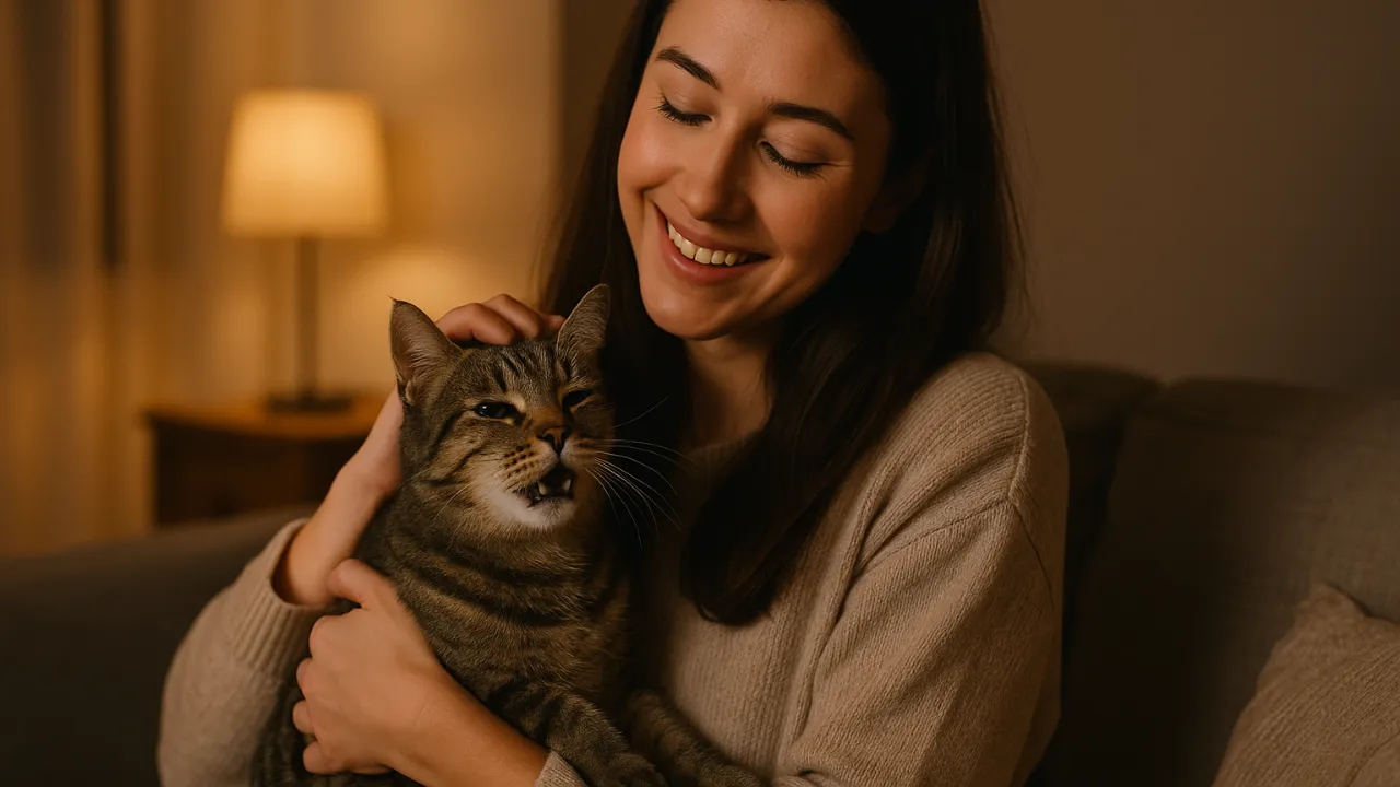 Gato miando à noite