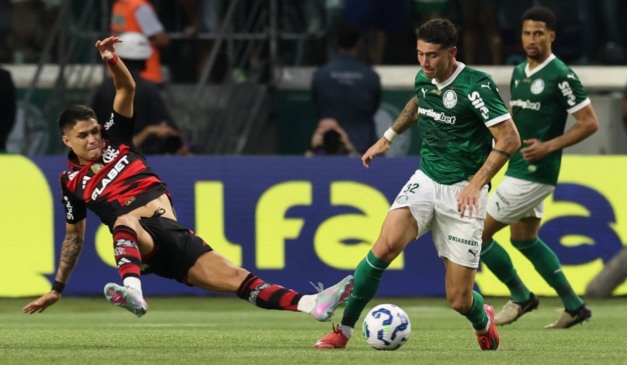 Lance de Palmeiras x Flamengo, pelo Brasileirão 2025