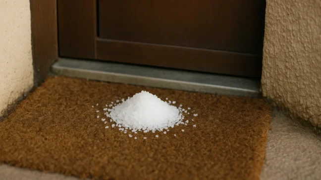 Sal grosso na porta de entrada - corte más influências e proteja sua casa