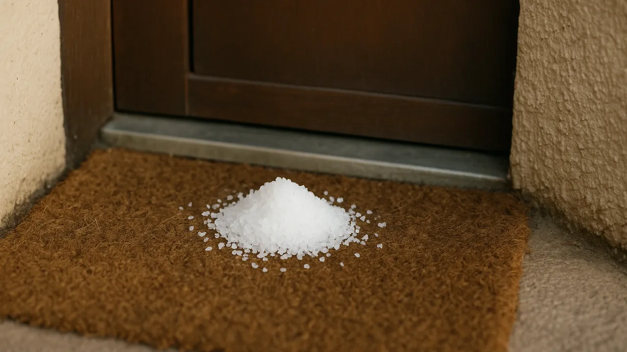 Sal grosso na porta de entrada - corte más influências e proteja sua casa