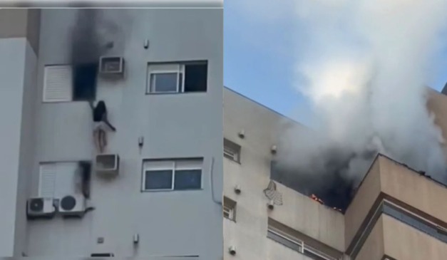 Imagens mostram vítima de incêndio em Cascavel, durante fogo em apartamento