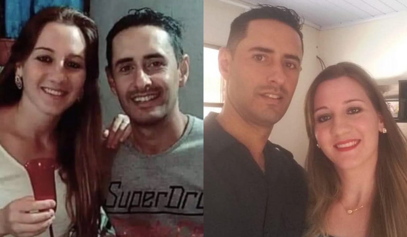 Montagem com duas fotos de Viviane Kuntz e Roberto dos Santos