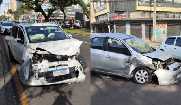 Montagem com fotos dos carros que se envolveram em acidente na Avenida SIlva Jardim