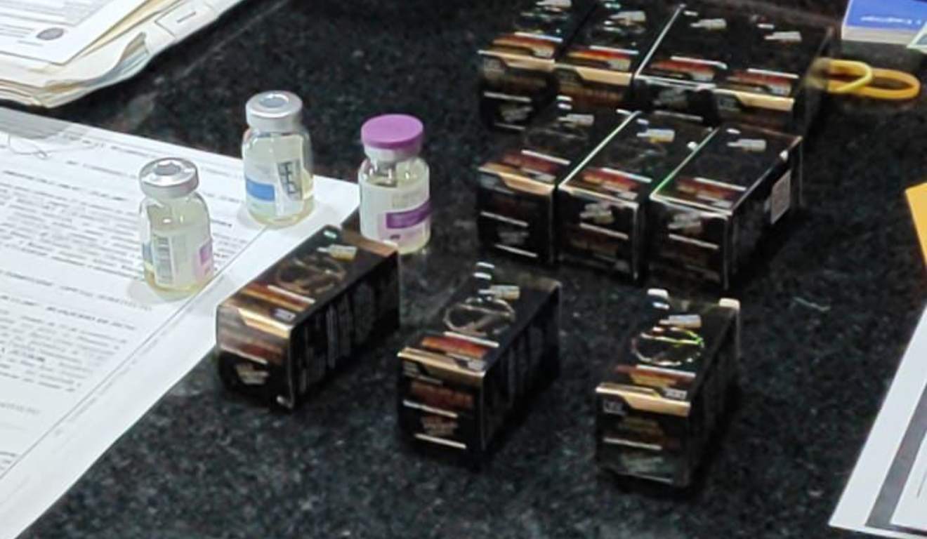 embalagens de anabolizantes apreendidos no Paraná