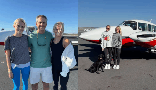 Imagem de Mark Anderson, de 62 anos, e as filhas, Ellie, de 17, e Lainey, 22.