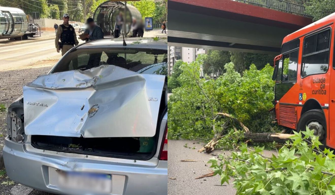 carro atingido pelo biarticulado