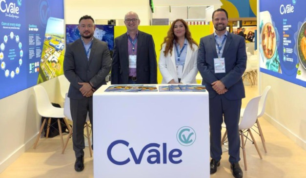 Tiago Souza, supervisor comercial de mercado externo; Reni Girardi, diretor industrial; Brunna Viegas, analista comercial; e Fernando Aguiar, gerente comercial da C.vale na anuga