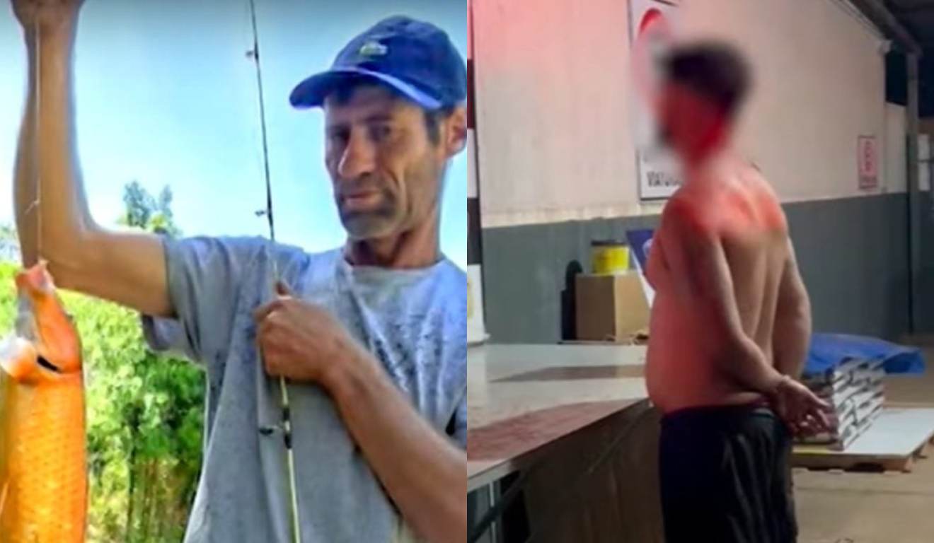 Montagem com ex-cunhado que matou homem a facadas e vítima pescando