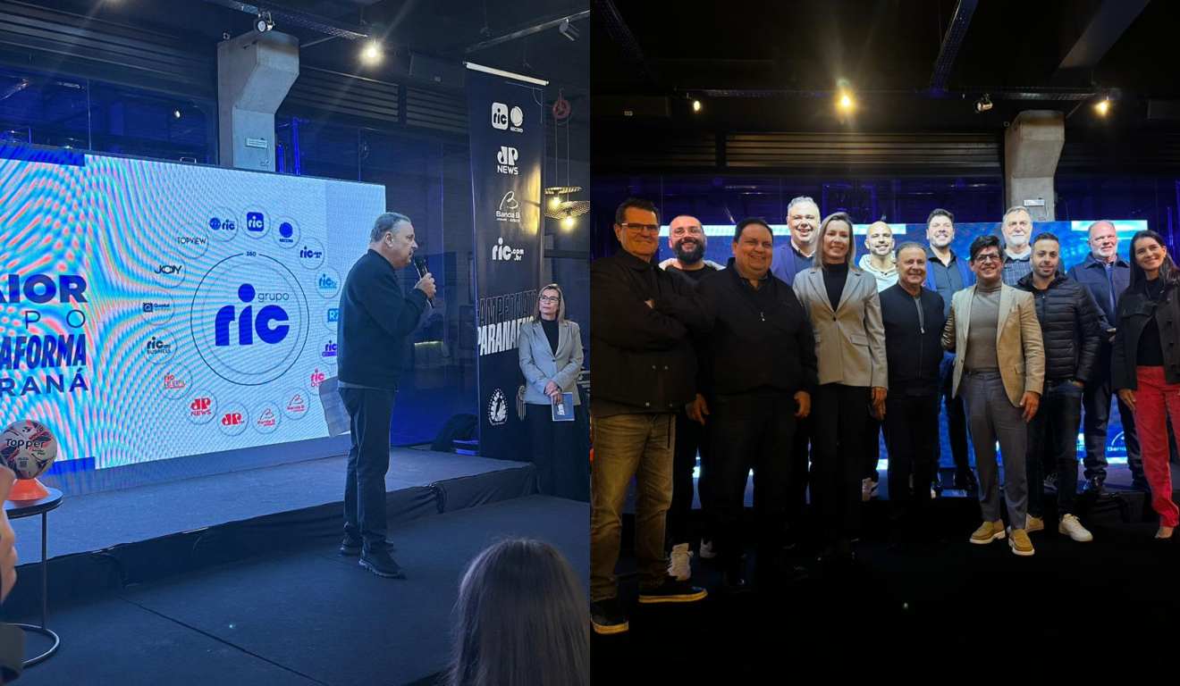 Evento do Grupo Ric em que anuncia que a empresa fará a cobertura do Campeonato Paranaense