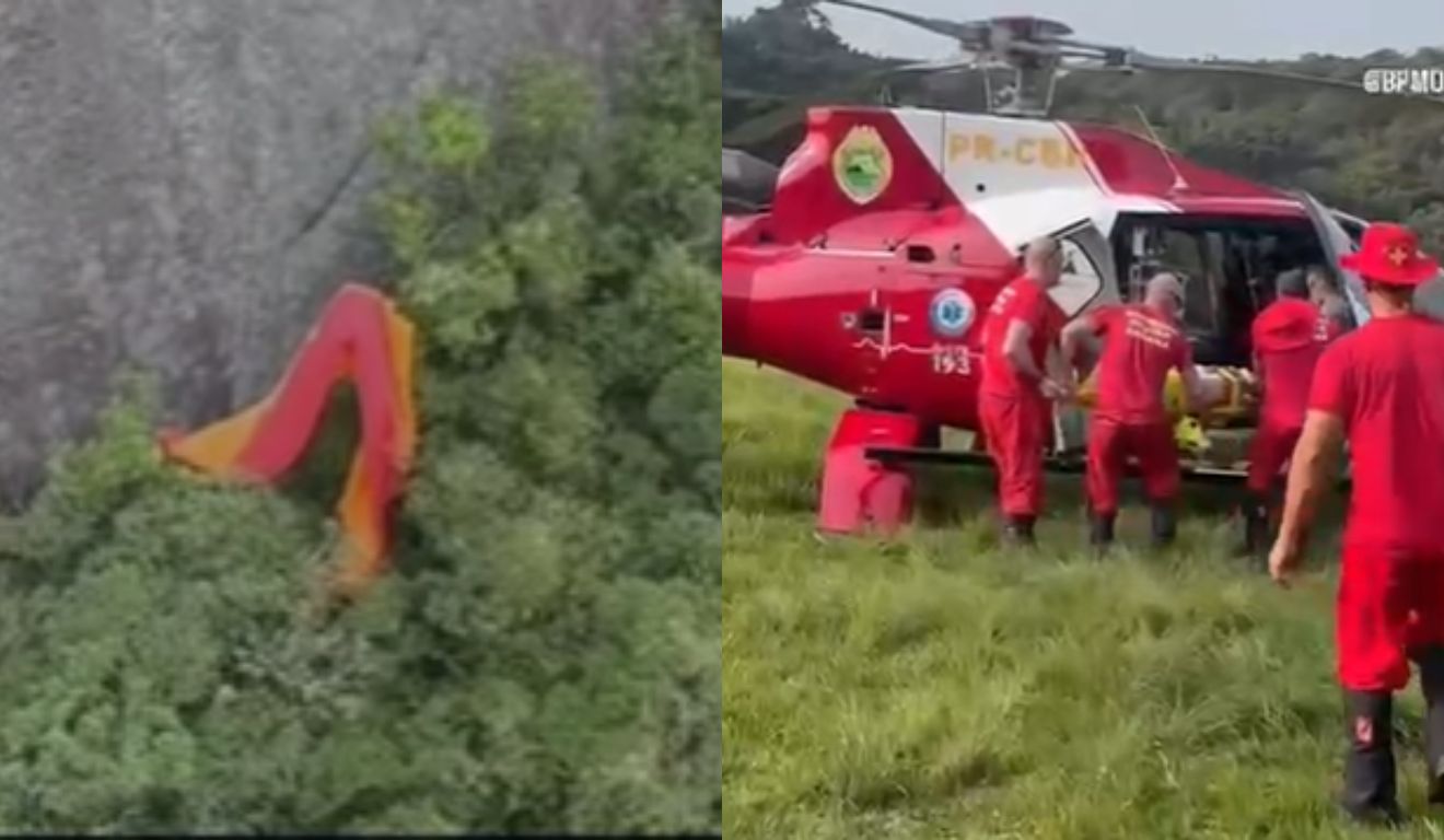 resgate do homem que caiu de parapente no morro do anhangava 