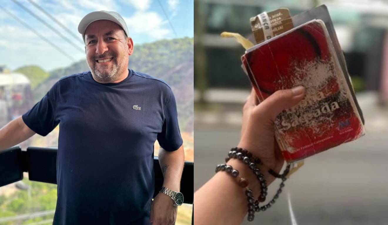 Homem morto por policial em bar e bíblia deixada de herança para a filha em montagem