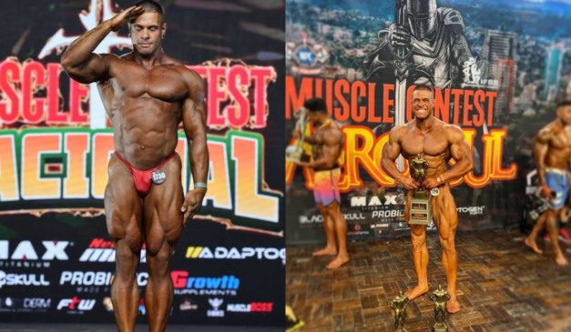 Foto do ficulturista kadu sales durante competição